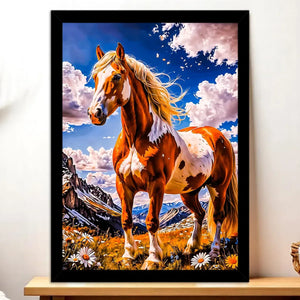 Cadre Noir Cheval Majestueux illustré à la main en Anjou