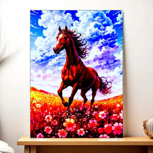 Tableau Cheval Prairie illustré à la main en Anjou