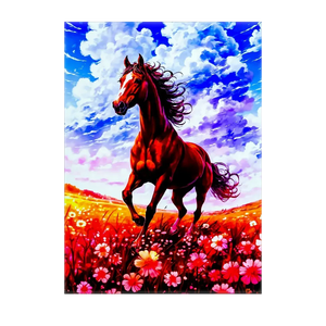 Poster Cheval Prairie illustré à la main en Anjou