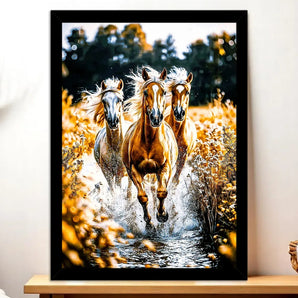 Cadre Noir Chevaux Sauvages illustré à la main en Anjou