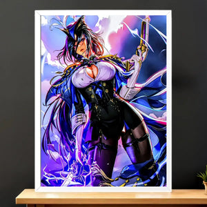 Cadre Blanc Clorinde Genshin Impact illustré à la main en Anjou