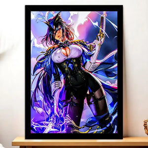 Cadre Noir Clorinde Genshin Impact illustré à la main en Anjou