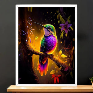 Cadre Blanc Colibris Violet
