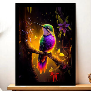 Cadre Noir Colibris Violet illustré à la main en Anjou