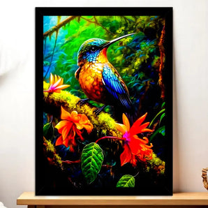 Cadre Noir Colibri illustré à la main en Anjou