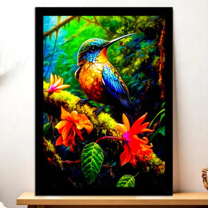 Cadre Noir Colibri illustré à la main en Anjou