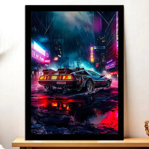 Cadre Noir DeLorean illustré à la main en Anjou