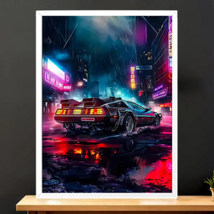 Cadre Blanc DeLorean illustré à la main en Anjou