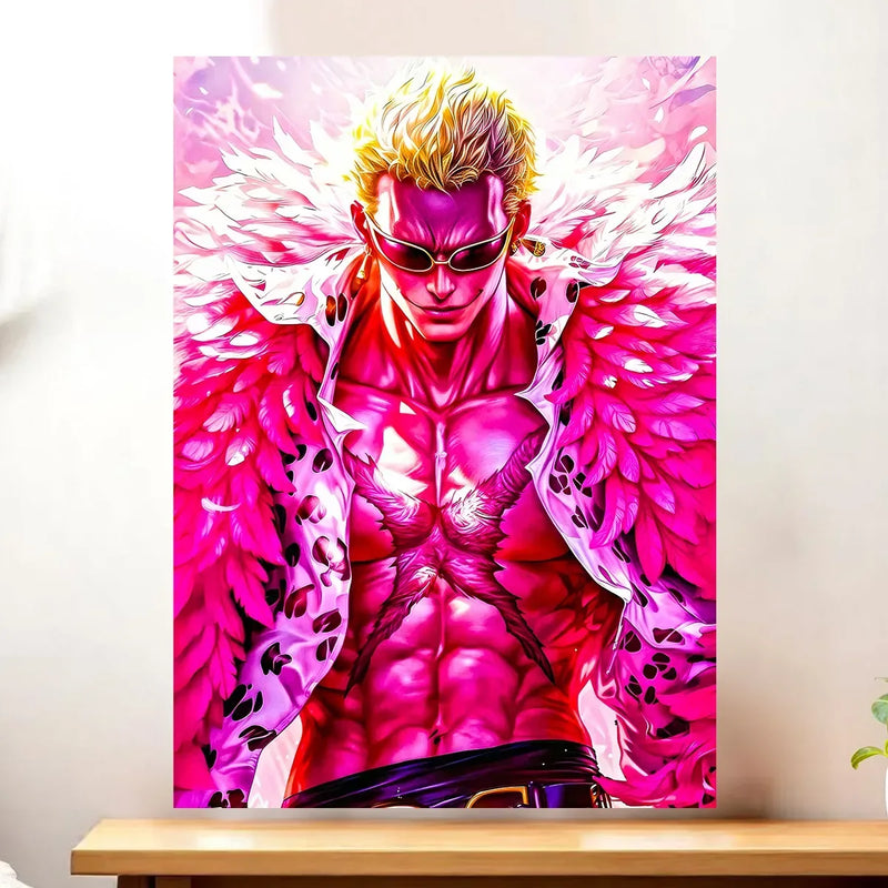 Affiche Doflamingo One Piece illustrée à la main en Anjou