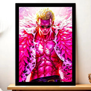 Cadre Noir Doflamingo One Piece illustré à la main en Anjou