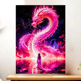 Affiche Dragon Chinois Rose