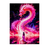 Poster Dragon Chinois Rose