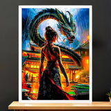 Cadre Blanc Dragon Japonais