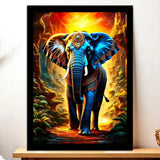 Cadre Noir Éléphant Ancien illustré à la main en Anjou