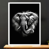 Cadre Blanc Éléphant Noir et Blanc illustré à la main en Anjou
