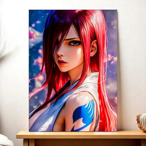 Tableau Erza Fairy Tail illustré à la main en Anjou