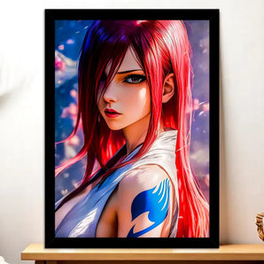 Cadre Noir Erza Fairy Tail illustré à la main en Anjou