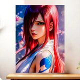 Affiche Erza Fairy Tail illustrée à la main en Anjou
