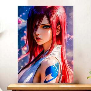 Affiche Erza Fairy Tail illustrée à la main en Anjou