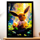 Cadre Noir Evoli Pokémon illustré à la main en Anjou