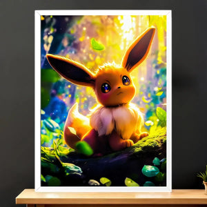 Cadre Blanc Evoli Pokémon illustré à la main en Anjou
