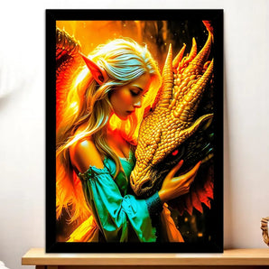 Cadre Noir Femme et Dragon