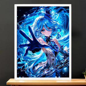 Cadre Blanc Furina Genshin Impact illustré à la main en Anjou
