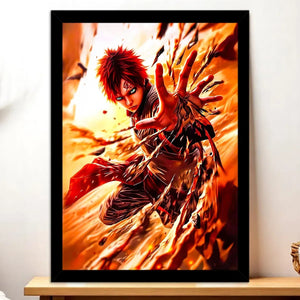 Cadre Noir Gaara Naruto illustré à la main en Anjou
