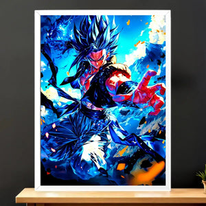 Cadre Blanc Gogeta Blue illustré à la main en Anjou