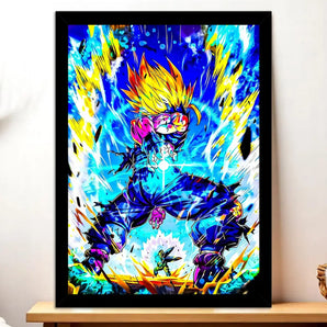 Cadre Noir Gohan SSJ2 Dragon Ball Z illustré à la main en Anjou