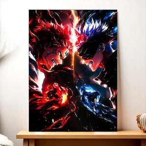 Tableau Gojo VS Sukuna Jujutsu Kaisen illustré à la main en Anjou