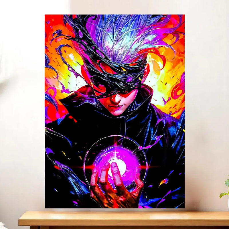 Affiche Gojo Jujutsu Kaisen illustrée à la main en Anjou