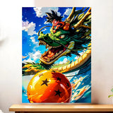 Affiche Goku Shenron Dragon Ball illustrée à la main en Anjou