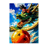 Poster Goku Shenron Dragon Ball illustré à la main en Anjou