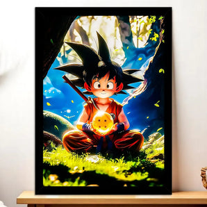 Cadre Noir Goku Enfant Dragon Ball illustré à la main en Anjou