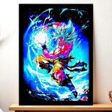 Cadre Noir Goku Migatte Dragon Ball illustré à la main en Anjou