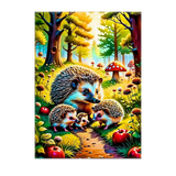 Poster Hérisson Famille illustré à la main en Anjou