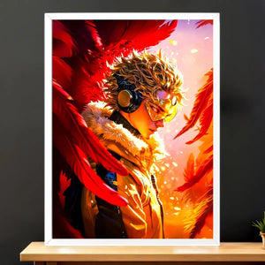 Cadre Blanc Hawks My Hero Academia illustré à la main en Anjou