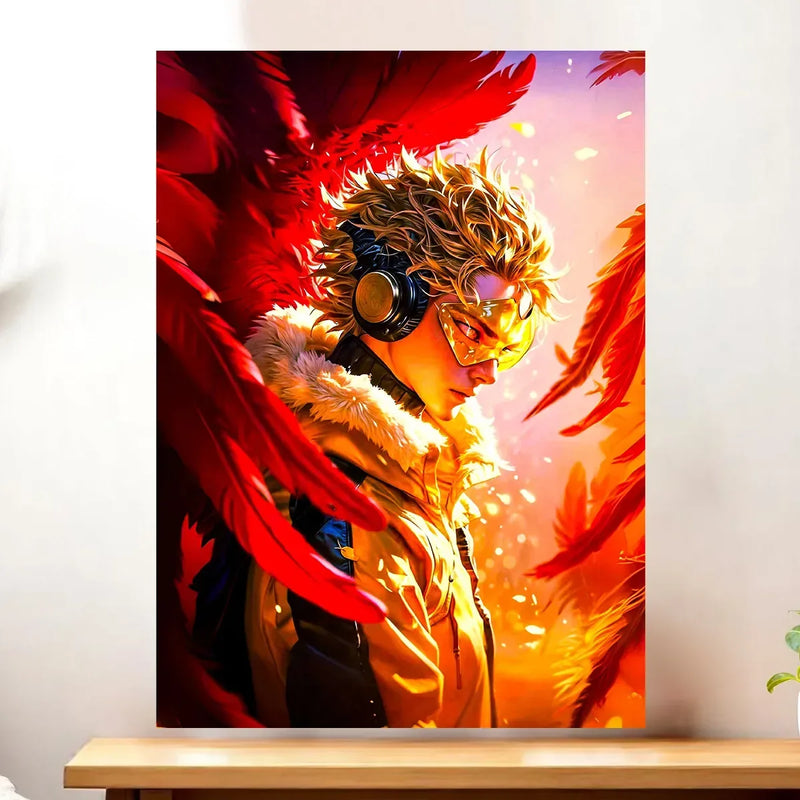 Affiche Hawks My Hero Academia illustrée à la main en Anjou