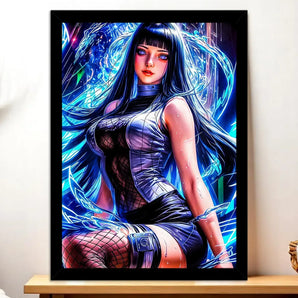 Cadre Noir Hinata Naruto illustré à la main en Anjou