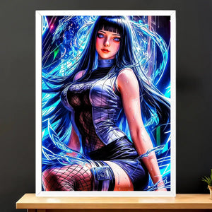 Cadre Blanc Hinata Naruto illustré à la main en Anjou