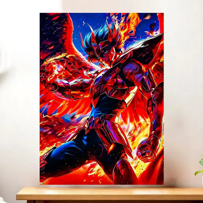Affiche Ikki du Phénix Saint Seiya illustrée à la main en Anjou