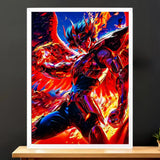Cadre Blanc Ikki du Phénix Saint Seiya illustré à la main en Anjou