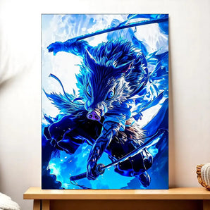 Tableau Inosuke Demon Slayer illustré à la main en Anjou