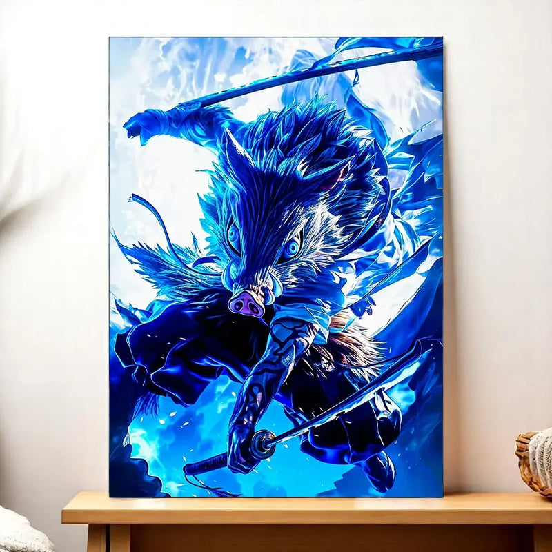 Tableau Inosuke Demon Slayer illustré à la main en Anjou