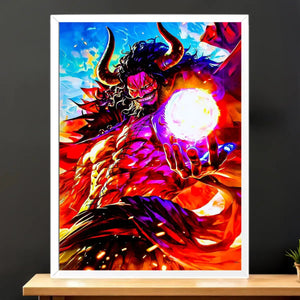 Cadre Blanc Kaido One Piece illustré à la main en Anjou
