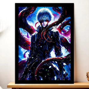 Cadre Noir Kaneki Tokyo Ghoul illustré à la main en Anjou
