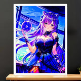 Cadre Blanc Keqing Genshin Impact illustré à la main en Anjou