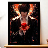 Cadre Noir Kira Death Note illustré à la main en Anjou
