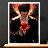 Cadre Blanc Kira Death Note illustré à la main en Anjou